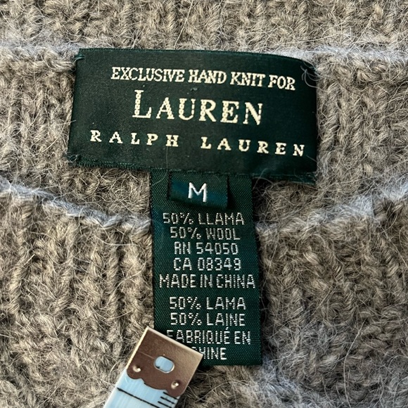 🧶Ralph Lauren Aran-Knit Alpaca/Wool-Blend Hand Knit Crewneck Sweater - Picture 5 of 10